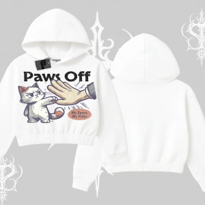 ProCATstinator Kedi Baskılı Kapşonlu Crop Sweatshirt