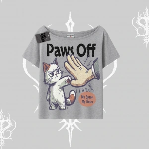 ProCATstinator Kedi Baskılı Oversize Crop Tshirt