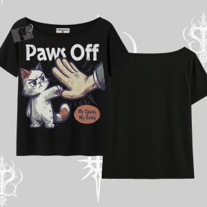 ProCATstinator Kedi Baskılı Oversize Crop Tshirt