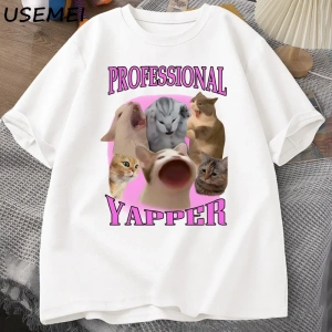 Professional Yapper Cat Graphic T Shirts Women Men Cotton Short Sleeve T-shirts Casual O Neck 2887