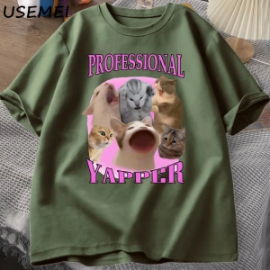 Professional Yapper Cat Graphic T Shirts Women Men Cotton Short Sleeve T-shirts Casual O Neck 2887