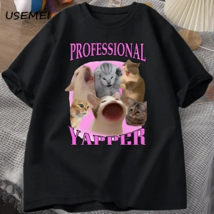 Professional Yapper Cat Graphic T Shirts Women Men Cotton Short Sleeve T-shirts Casual O Neck 2887