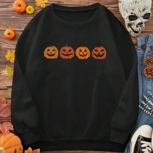 PUNK Pumpkin & Slogan Graphic Siyah