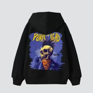 Punks Not Dead Baskılı Oversize Unisex Beyaz