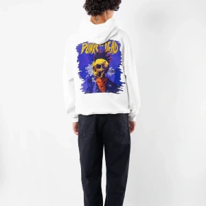 Punks Not Dead Baskılı Oversize Unisex Beyaz