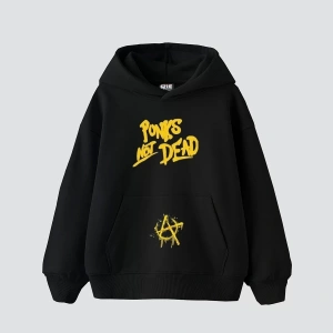 Punks Not Dead Baskılı Oversize Unisex Beyaz