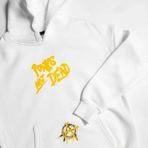 Punks Not Dead Baskılı Oversize Unisex Beyaz