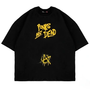 Punks Not Dead Sırt Baskılı Oversize Unisex Beyaz