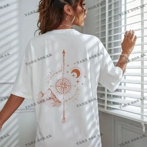 Pusula Baskılı Oversize Unisex
