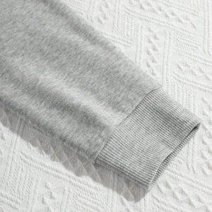 Qutie Ayı Baskı Kanguru Cepli İpli Kapşonlu Gri