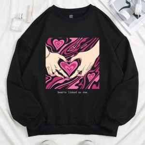 Qutie Kalpli ve Sloganlı Grafik Düşük Omuzlu Siyah