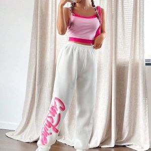 Qutie Letter Graphic Elastic Waist 4 Mevsim Eşofman