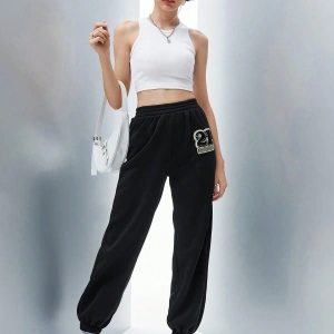 Qutie Letter Graphic Elastic Waist 4 Mevsim Eşofman