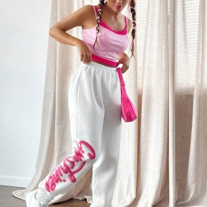 Qutie Letter Graphic Elastic Waist 4 Mevsim Eşofman