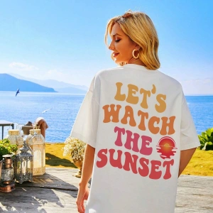 Qutie Sloganlı Grafik Düşük Omuz Tişört