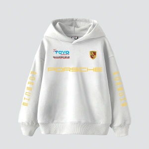 Racing Motorsport Baskılı Oversize Unisex Premium Beyaz