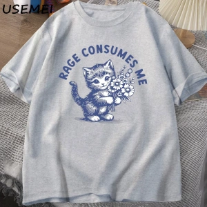 Rage Beni Tüketiyor T Shirt Weirdcore Komik Komik Yavru Kedi Meme T-shirt Koyu Mizah Unhinged 2892
