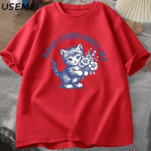 Rage Beni Tüketiyor T Shirt Weirdcore Komik Komik Yavru Kedi Meme T-shirt Koyu Mizah Unhinged 2892