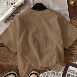 Rahat Çok Yönlü Minimalist Düz Renk Yuvarlak Yaka Kısa Kollu Tişört