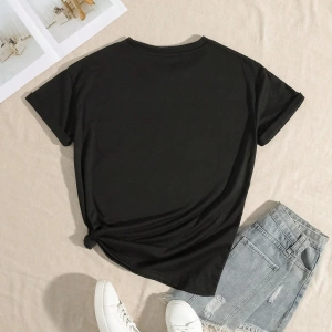 Rahat Çok Yönlü Minimalist Düz Renk Yuvarlak Yaka Kısa Kollu Tişört