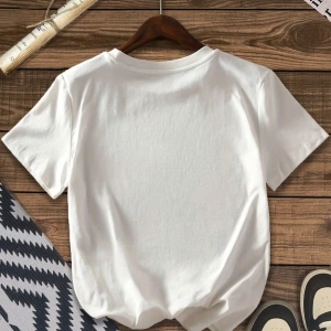 Rahat Çok Yönlü Minimalist Düz Renk Yuvarlak Yaka Kısa Kollu Tişört