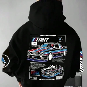 Rahat Fermuarlı Kapüşonlu Sweatshirt Araba Desenli ve Bağcıklı, Uzun Kollu Üstler Model 5190