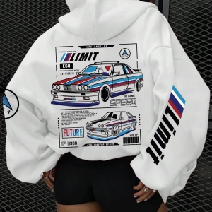 Rahat Fermuarlı Kapüşonlu Sweatshirt Araba Desenli ve Bağcıklı, Uzun Kollu Üstler Model 5190