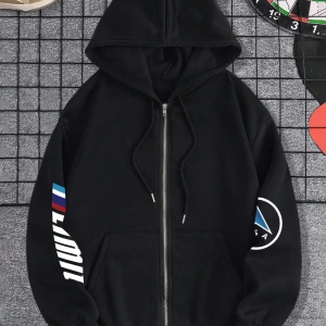 Rahat Fermuarlı Kapüşonlu Sweatshirt Araba Desenli ve Bağcıklı, Uzun Kollu Üstler Model 5190