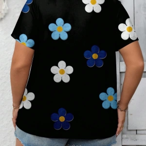 Rahat Minimalist Fiyonk Dekor Yuvarlak Yaka Kısa Kollu Fitted Büyük Beden Kadın Tişö