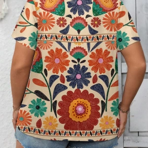 Rahat Minimalist Fiyonk Dekor Yuvarlak Yaka Kısa Kollu Fitted Büyük Beden Kadın Tişö