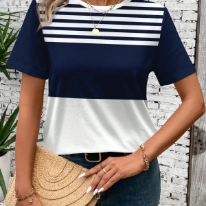 Rahat Minimalist Fiyonk Dekor Yuvarlak Yaka Kısa Kollu Fitted Büyük Beden Kadın Tişö