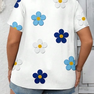 Rahat Minimalist Fiyonk Dekor Yuvarlak Yaka Kısa Kollu Fitted Büyük Beden Kadın Tişö