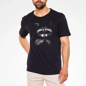 Rakun Baskılı Unisex Beyaz Tişört