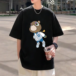 Rap Kanye West Mezuniyet Ayı Grafik T - Erkek Kadın Sıcak satış moda kıyafetler Saf Pa