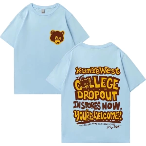 Rapçi Kanye West Moda Grafik baskı T Shirt Erkek Kadın vintage Tee Büyük Boy kısa