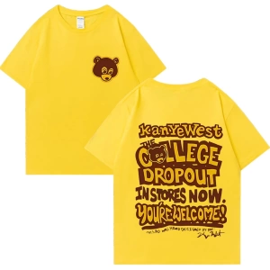 Rapçi Kanye West Moda Grafik baskı T Shirt Erkek Kadın vintage Tee Büyük Boy kısa