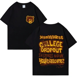 Rapçi Kanye West Moda Grafik baskı T Shirt Erkek Kadın vintage Tee Büyük Boy kısa