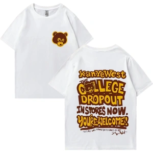 Rapçi Kanye West Moda Grafik baskı T Shirt Erkek Kadın vintage Tee Büyük Boy kısa