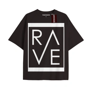 RAVE Unisex Oversize Yazılı Tshirt SİYAH