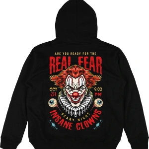 Real Fear Siyah Oversize Unisex Kapüşonlu Sweatshirt Hoodie