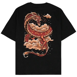 Red Dragon Siyah Oversize Unisex T-shirt