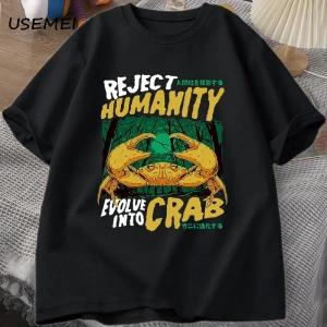 Reddetmek İnsanlık Yengeç T Shirt Korku Yengeç T-shirt Erkek Kadın Japon Tarzı Grafik Tees El 2873