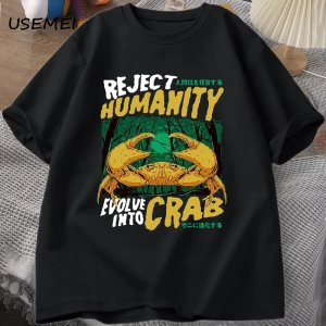 Reddetmek İnsanlık Yengeç T Shirt Korku Yengeç T-shirt Erkek Kadın Japon Tarzı Grafik Tees El 2873