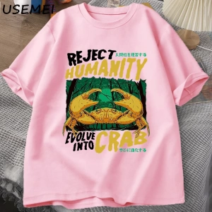 Reddetmek İnsanlık Yengeç T Shirt Korku Yengeç T-shirt Erkek Kadın Japon Tarzı Grafik Tees El 2873
