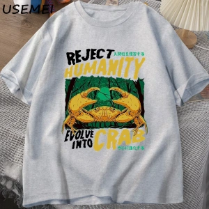 Reddetmek İnsanlık Yengeç T Shirt Korku Yengeç T-shirt Erkek Kadın Japon Tarzı Grafik Tees El 2873