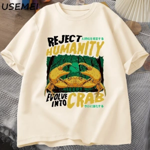Reddetmek İnsanlık Yengeç T Shirt Korku Yengeç T-shirt Erkek Kadın Japon Tarzı Grafik Tees El 2873