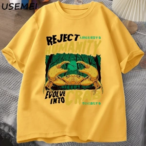 Reddetmek İnsanlık Yengeç T Shirt Korku Yengeç T-shirt Erkek Kadın Japon Tarzı Grafik Tees El 2873