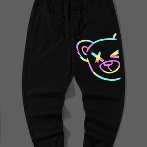 Reflective Cartoon Graphic Drawstring Waist Pants