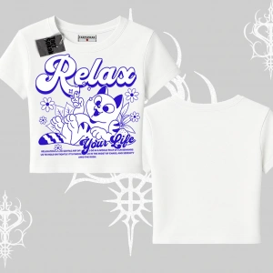 Relax Kedi Baskılı Babby Tee Tshirt