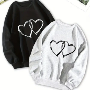 Renkli Biskilet Yaka Sweatshirt Çift Sevgili Kombinleri Couple Clothing